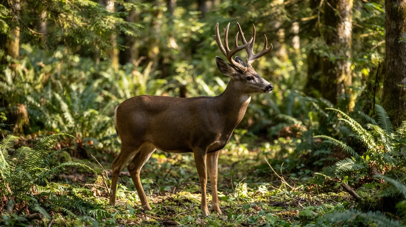 Black-tailed deer in Vancouver Island wilderness