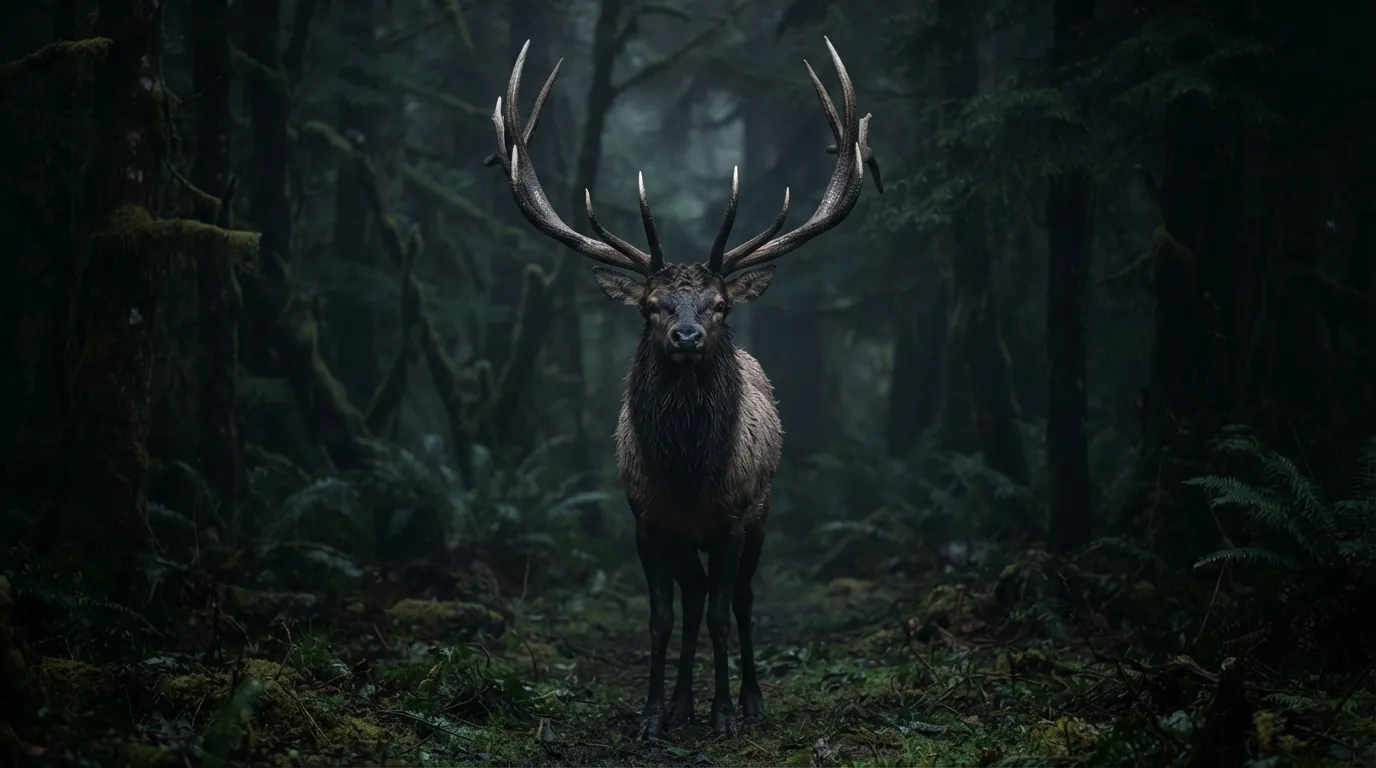 Elk walking forest