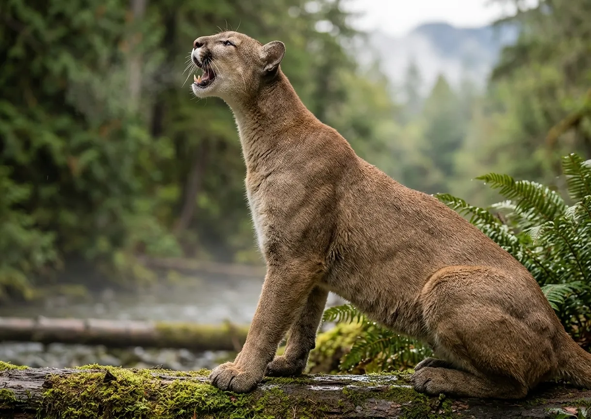 Cougar in Vancouver Island wilderness